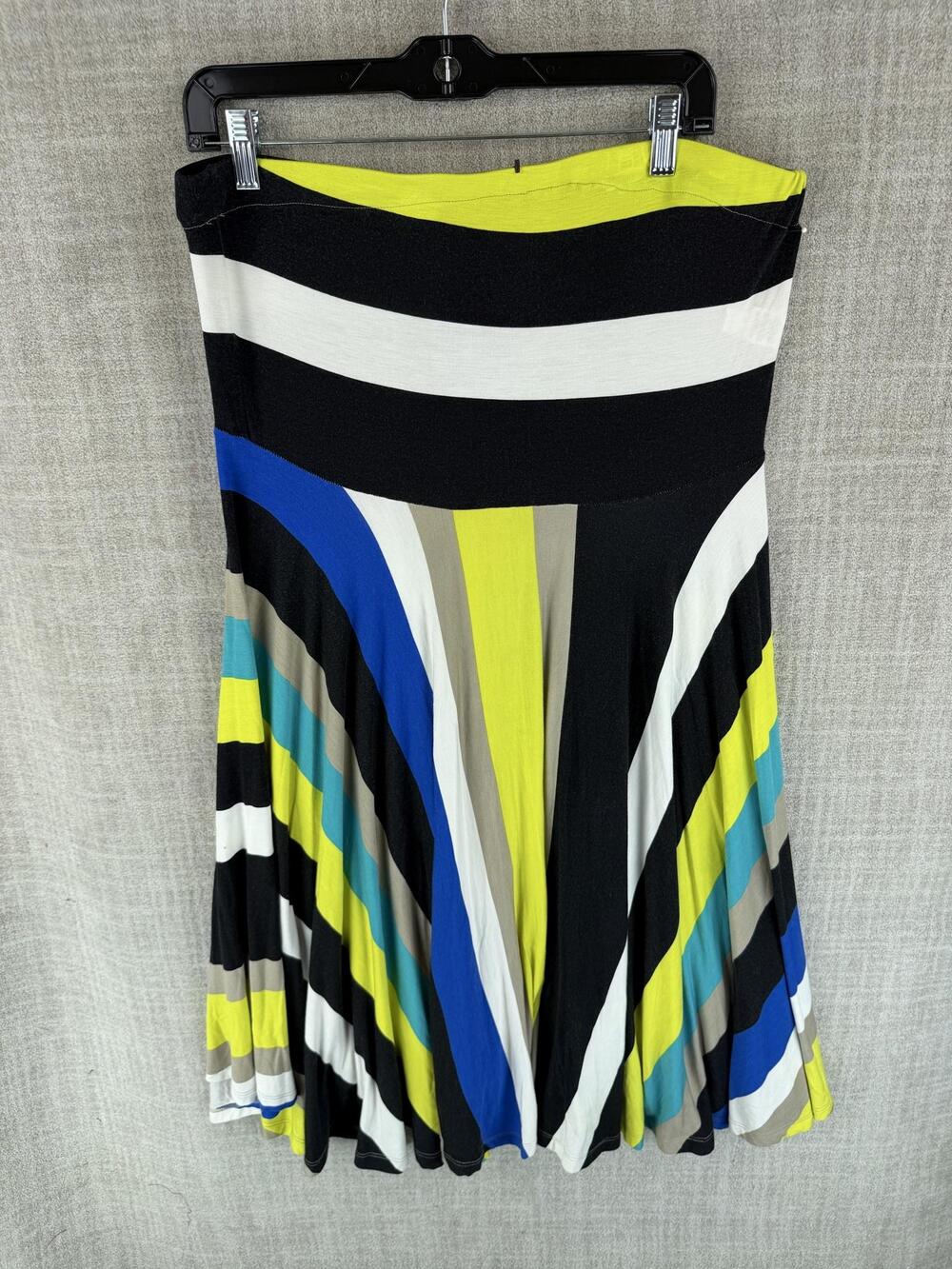 APT.9 Skirt Womens L Multicolor Striped Pleated Midi Pull On Stretch Rayon